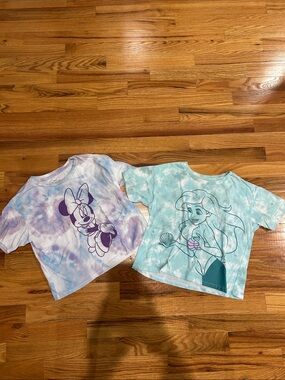 Girls Disney Minnie & Ariel Graphic Tees - Purple & Aqua